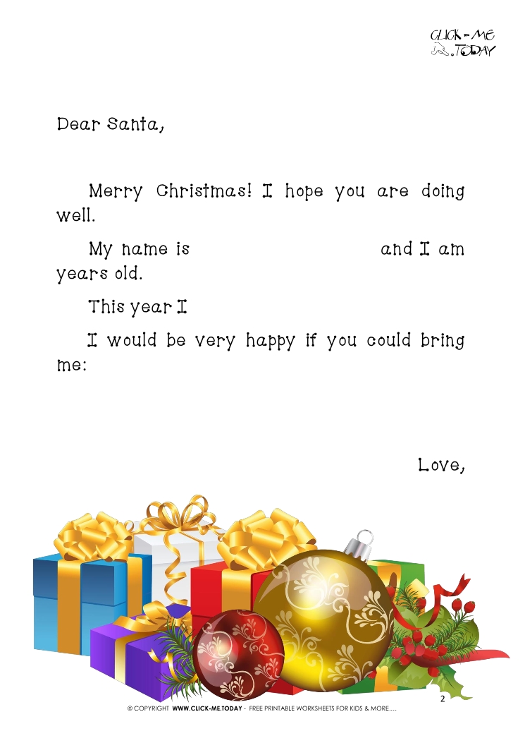 Free printable Xmas ready letter to Santa stationery presents 2